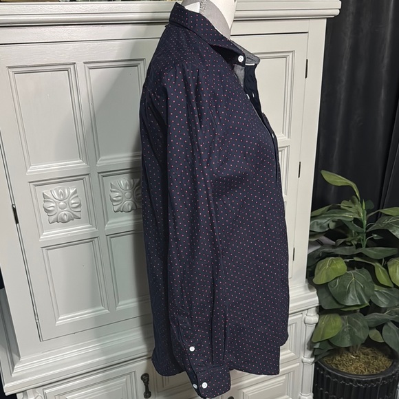 Men's Navy Blue Pattern Button-down Shirt by PD&C Size Medium - Picture 6 of 12